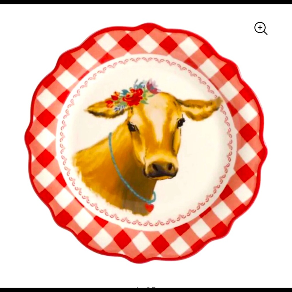 The Pioneer Woman Red Gingham Cow Plate 4